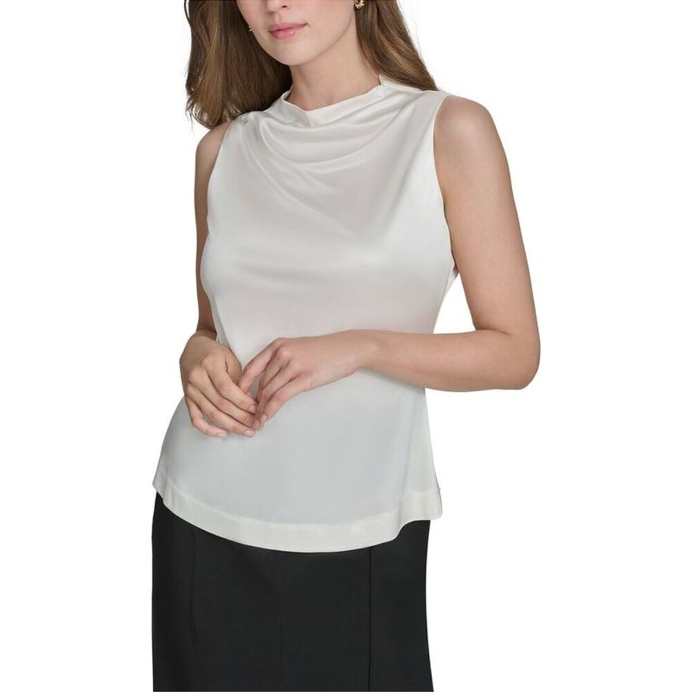 Halston Womens  Sleeveless Mock Neck Jersey Top